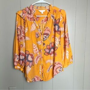 LC Lauren Conrad Floral 3/4 Long Sleeve Boho Flowy Top Sz M